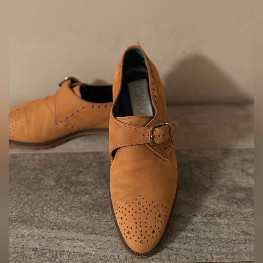 JOAN & DAVID WOMENS VINTAGE MONK STRAP BROGUE DETAILED SUEDE LIAFER SIZE 7.5